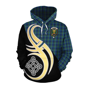 Falconer Tartan Cotton Hoodie with Family Crest and Celtic Symbol Style Pullover Hoodie XS - Tartan Vibes Clothing