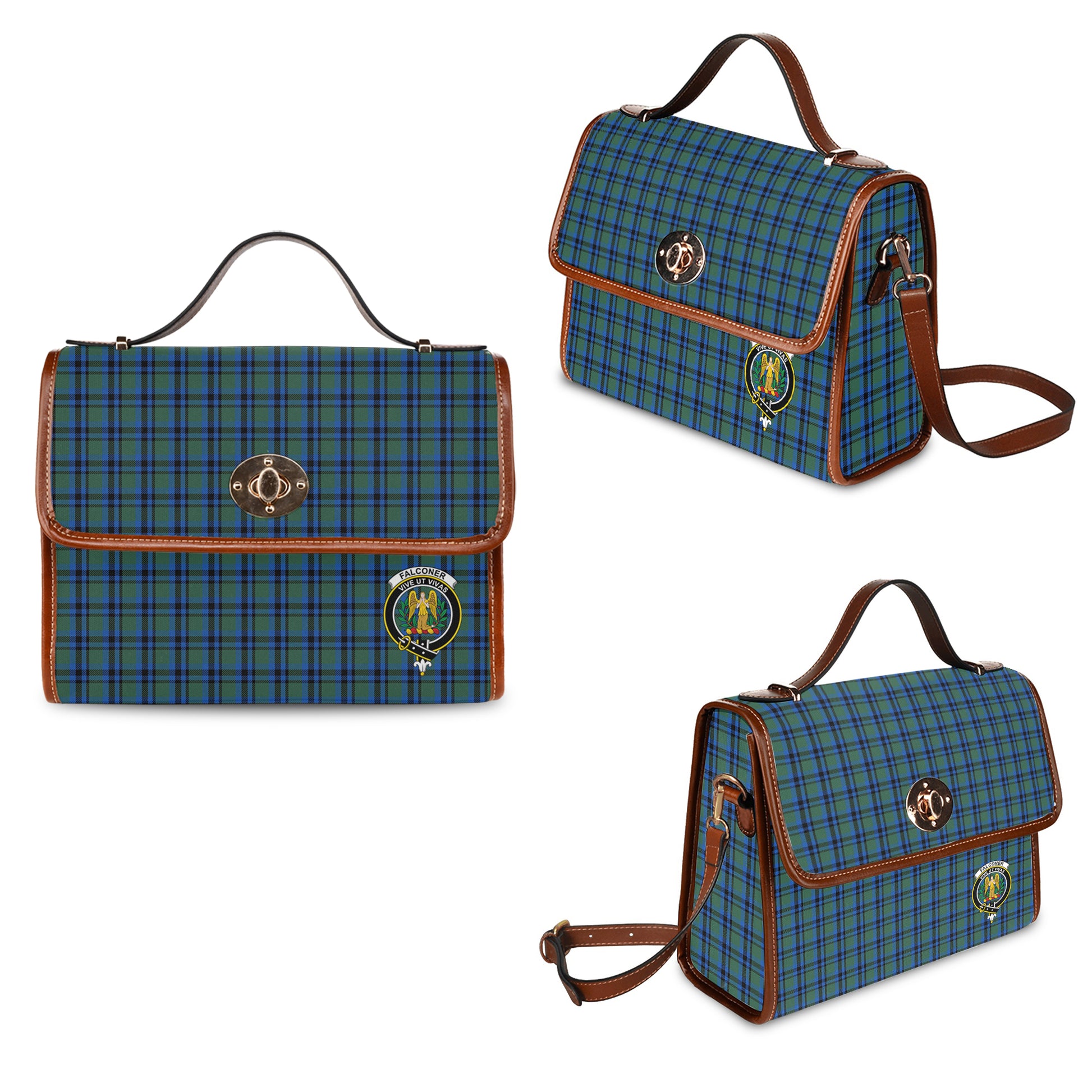 falconer-tartan-leather-strap-waterproof-canvas-bag-with-family-crest