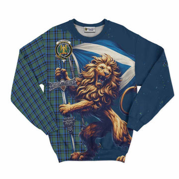 Falconer Tartan Family Crest Sweatshirt with Scottish Majestic Lion Unisex - Tartan Vibes Clothing
