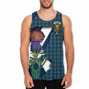 Tartan Vibes Clothing Falconer Tartan Family Crest Men's Tank Top Scottish Thistle Celtic Inspired