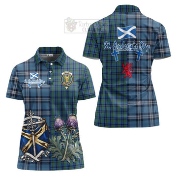 Falconer Tartan Women's Polo Shirt Happy St. Andrew's Day Half Tartan Style Women - Tartan Vibes Clothing