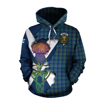 Tartan Vibes Clothing Falconer Tartan Family Crest Cotton Hoodie Scottish Thistle Celtic Inspired