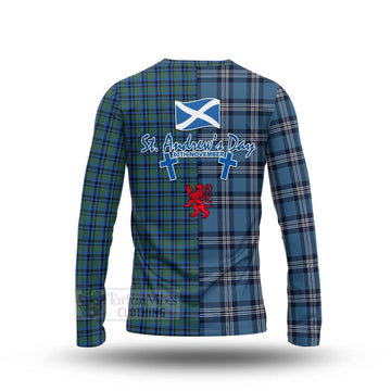 Falconer Tartan Long Sleeve T-Shirt Happy St. Andrew's Day Half Tartan Style - Tartan Vibes Clothing