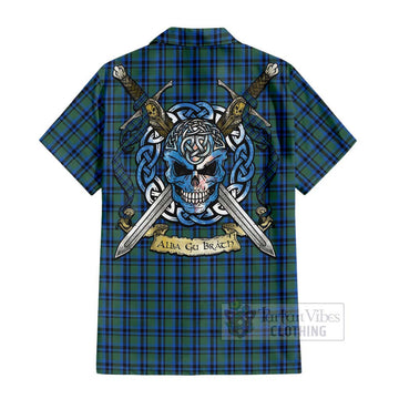 Falconer Tartan Hawaiian Shirt with Family Crest Celtic Skull Style - Tartan Vibes Clothing