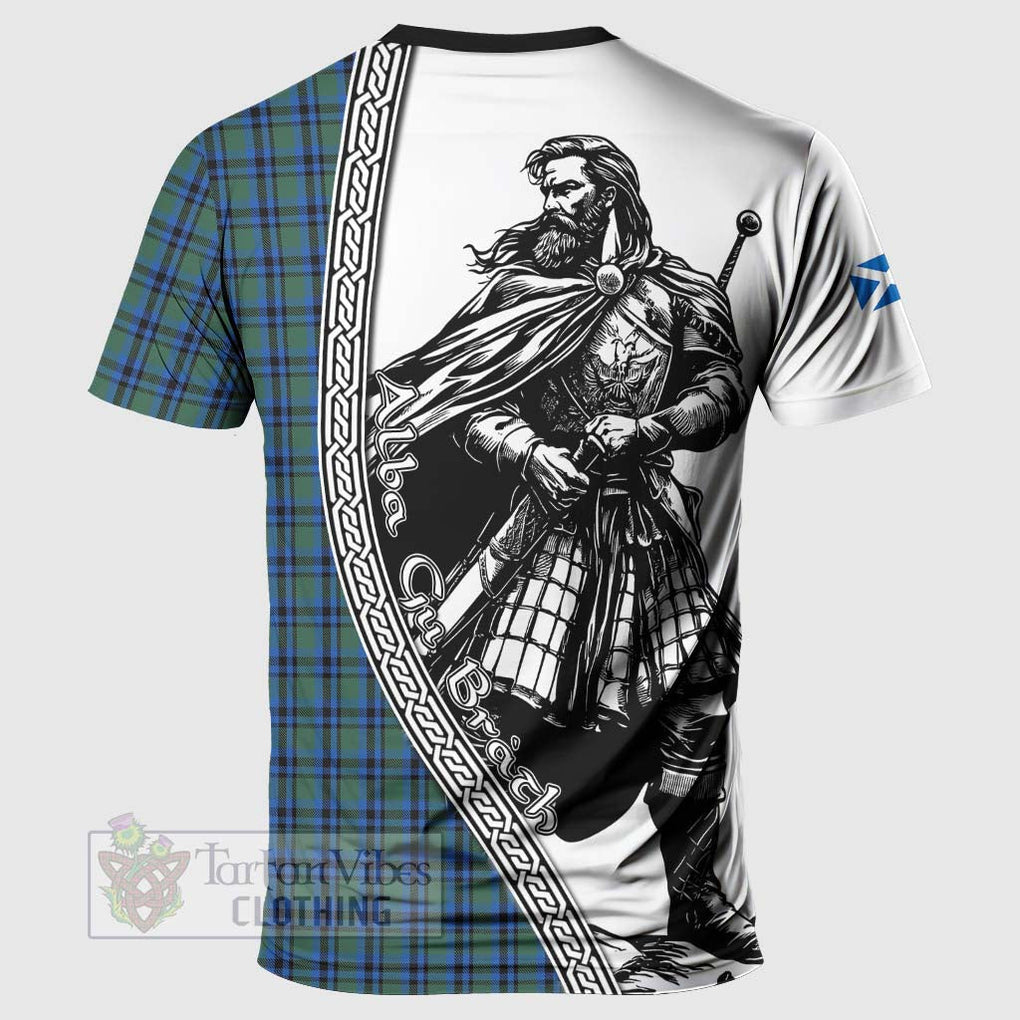 Falconer Tartan Clan Crest T-Shirt with Highlander Warrior Celtic Style - Tartan Vibes Clothing