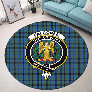 Falconer Tartan Round Rug with Family Crest - Tartan Vibes Clothing