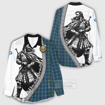 Falconer Tartan Clan Crest Women's Casual Shirt with Highlander Warrior Celtic Style - Tartan Vibes Clothing