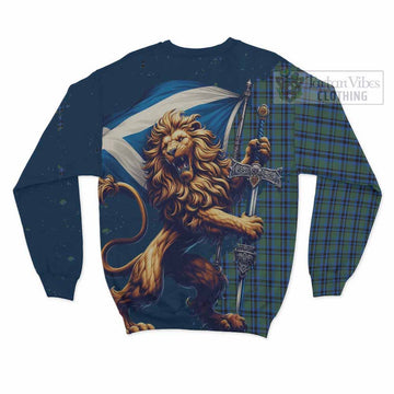 Falconer Tartan Family Crest Sweatshirt with Scottish Majestic Lion - Tartan Vibes Clothing