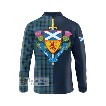 Falconer Tartan Long Sleeve Polo Shirt Alba with Scottish Lion Royal Arm Half Style - Tartan Vibes Clothing