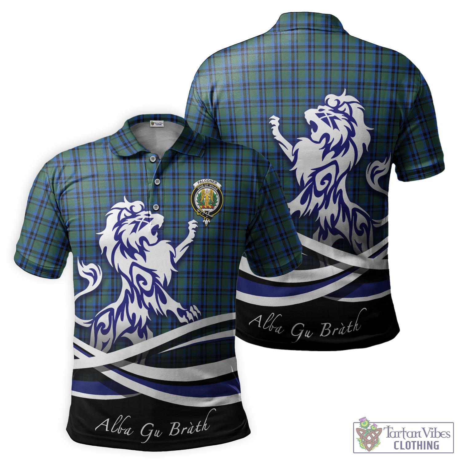 Falconer Tartan Polo Shirt with Alba Gu Brath Regal Lion Emblem - Tartan Vibes Clothing