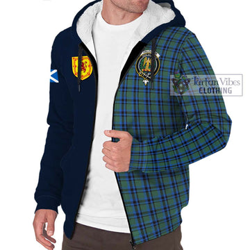 Falconer Tartan Sherpa Hoodie Alba with Scottish Lion Royal Arm Half Style - Tartan Vibes Clothing
