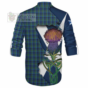 Tartan Vibes Clothing Falconer Tartan Family Crest Ghillie Kilt Shirt Scottish Thistle Celtic Inspired