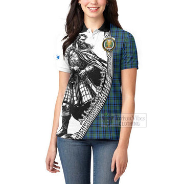 Falconer Tartan Clan Crest Women's Polo Shirt with Highlander Warrior Celtic Style - Tartan Vibes Clothing