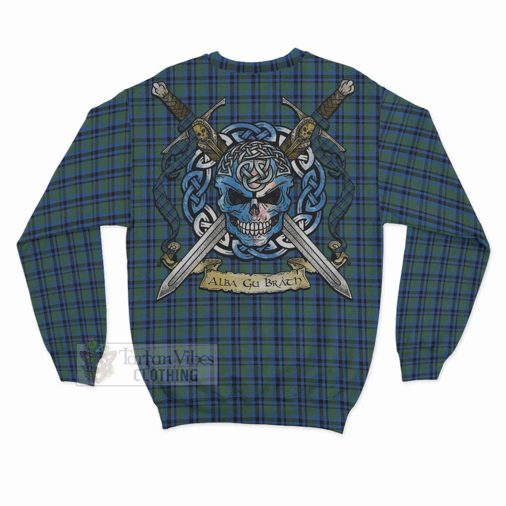 Falconer Tartan Sweatshirt with Family Crest Celtic Skull Style - Tartan Vibes Clothing