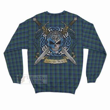 Falconer Tartan Sweatshirt with Family Crest Celtic Skull Style - Tartan Vibes Clothing