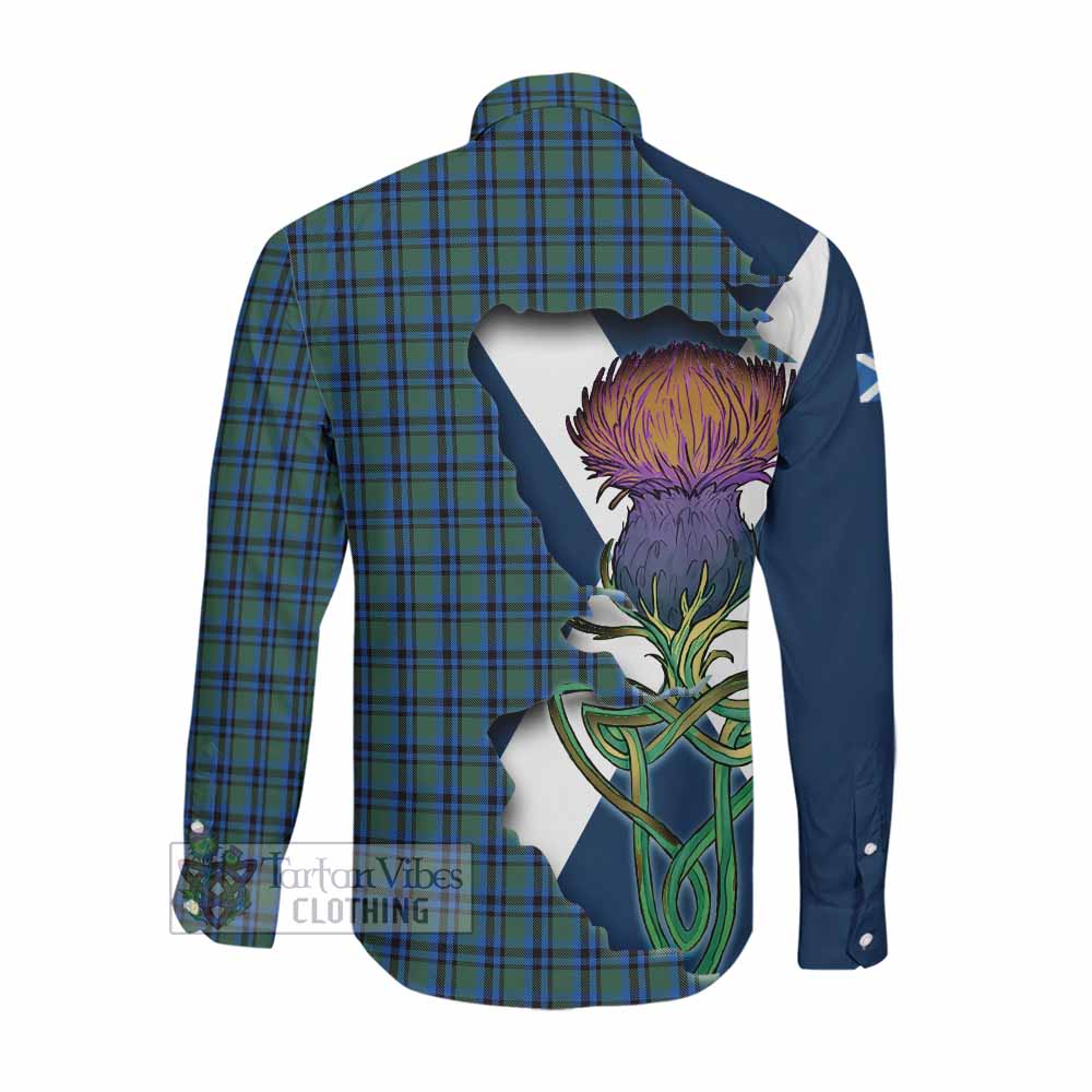 Tartan Vibes Clothing Falconer Tartan Family Crest Long Sleeve Button Shirt Scottish Thistle Celtic Inspired