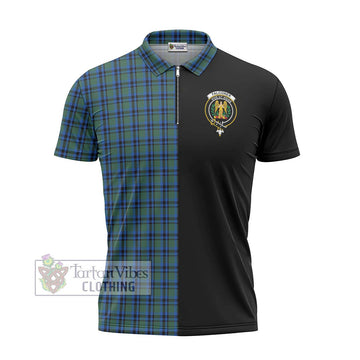 Falconer Tartan Zipper Polo Shirt with Family Crest and Half Of Me Style - Tartan Vibes Clothing