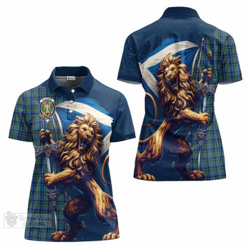 Falconer Tartan Family Crest Women's Polo Shirt with Scottish Majestic Lion - Tartan Vibes Clothing