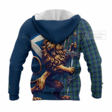 Falconer Tartan Family Crest Knitted Hoodie with Scottish Majestic Lion - Tartan Vibes Clothing