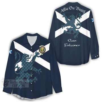Falconer Tartan Lion Rampant Women's Casual Shirt Proudly Display Your Heritage with Alba Gu Brath and Clan Name - Tartan Vibes Clothing