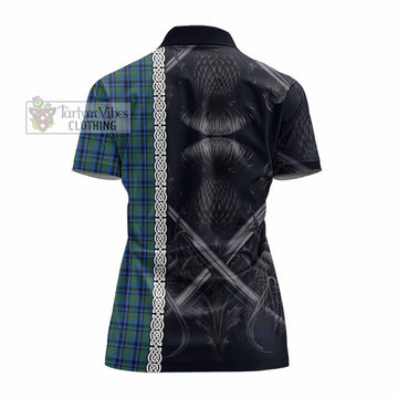 Falconer Tartan Women's Polo Shirt with Family Crest Cross Sword Thistle Celtic Vibes - Tartan Vibes Clothing