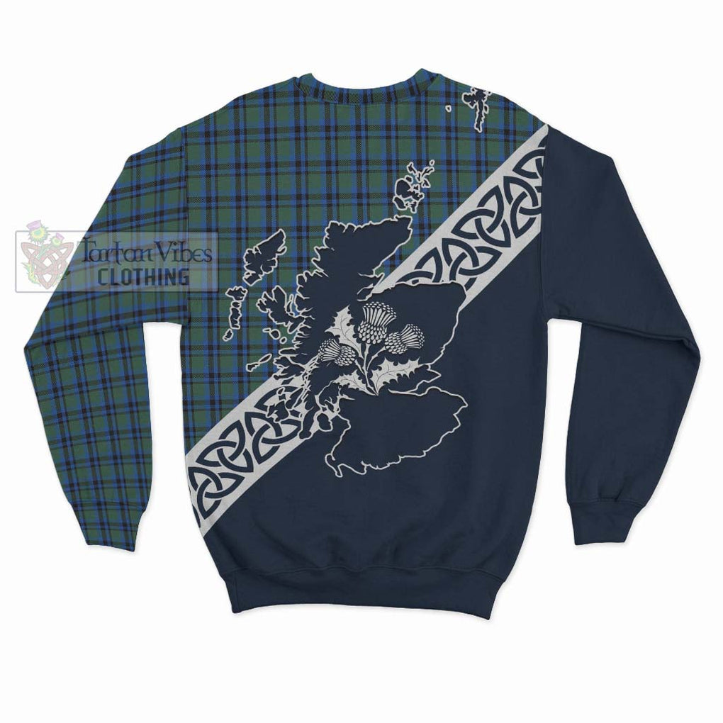 Falconer Tartan Sweatshirt Featuring Thistle and Scotland Map - Tartan Vibes Clothing
