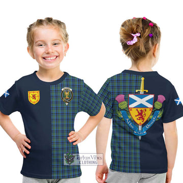 Falconer Tartan Kid T-Shirt Alba with Scottish Lion Royal Arm Half Style - Tartan Vibes Clothing