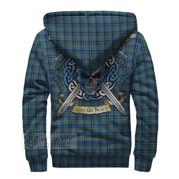 Falconer Tartan Sherpa Hoodie with Family Crest Celtic Skull Style - Tartan Vibes Clothing
