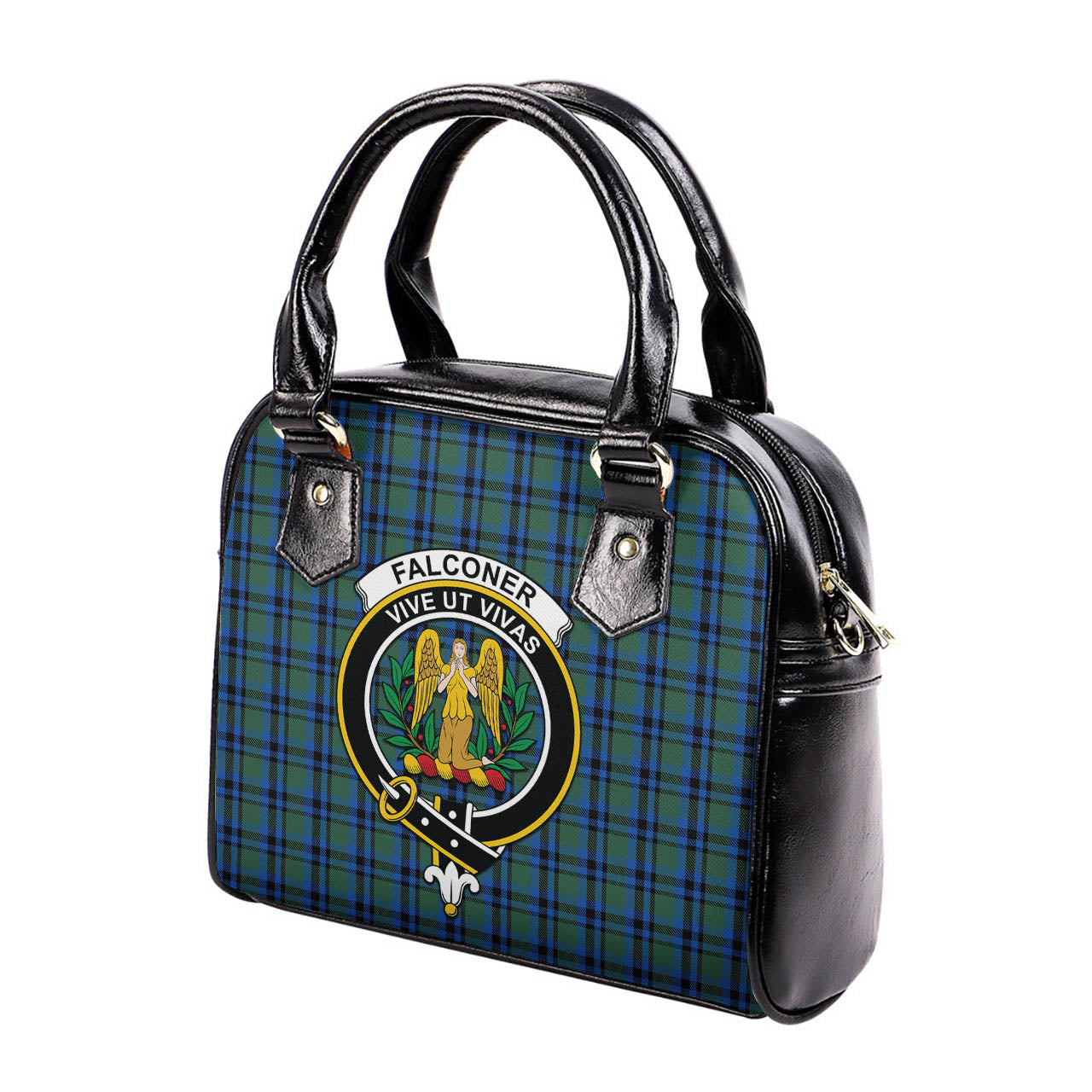 Falconer Tartan Shoulder Handbags with Family Crest - Tartan Vibes Clothing