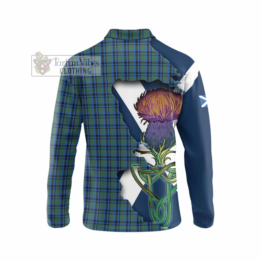 Tartan Vibes Clothing Falconer Tartan Family Crest Long Sleeve Polo Shirt Scottish Thistle Celtic Inspired
