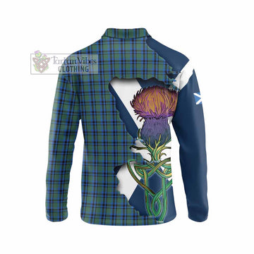 Tartan Vibes Clothing Falconer Tartan Family Crest Long Sleeve Polo Shirt Scottish Thistle Celtic Inspired
