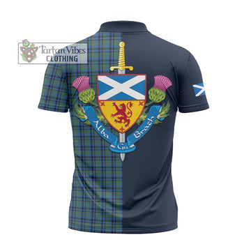 Falconer Tartan Zipper Polo Shirt Alba with Scottish Lion Royal Arm Half Style - Tartan Vibes Clothing