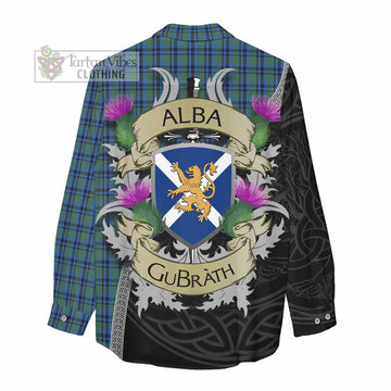 Falconer Tartan Family Crest Women's Casual Shirt Lion Rampant Royal Thistle Shield Celtic Inspired - Tartan Vibes Clothing