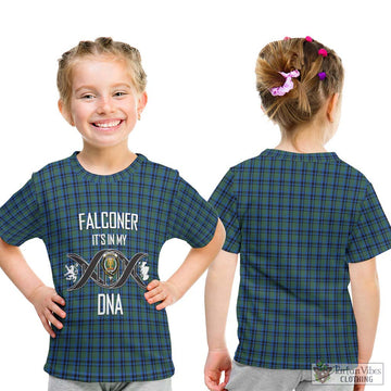 Falconer Tartan Kid T-Shirt with Family Crest DNA In Me Style - Tartan Vibes Clothing