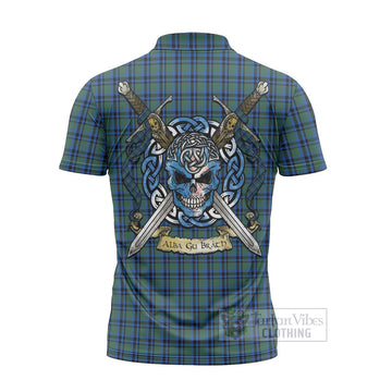 Falconer Tartan Zipper Polo Shirt with Family Crest Celtic Skull Style - Tartan Vibes Clothing