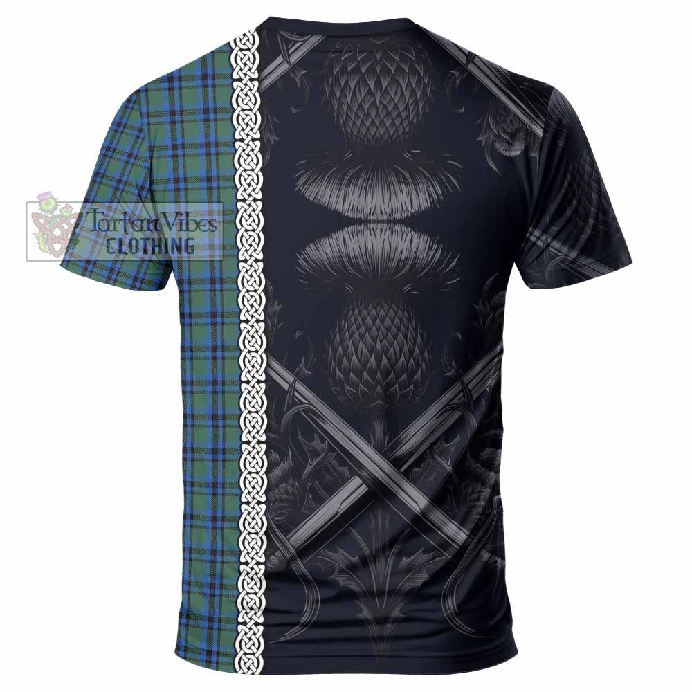 Falconer Tartan T-Shirt with Family Crest Cross Sword Thistle Celtic Vibes - Tartan Vibes Clothing