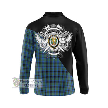Falconer Tartan Long Sleeve Polo Shirt with Family Crest and Military Logo Style - Tartan Vibes Clothing
