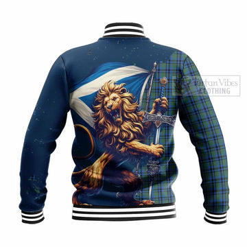 Falconer Tartan Family Crest Baseball Jacket with Scottish Majestic Lion - Tartan Vibes Clothing