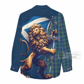Falconer Tartan Family Crest Women's Casual Shirt with Scottish Majestic Lion - Tartan Vibes Clothing