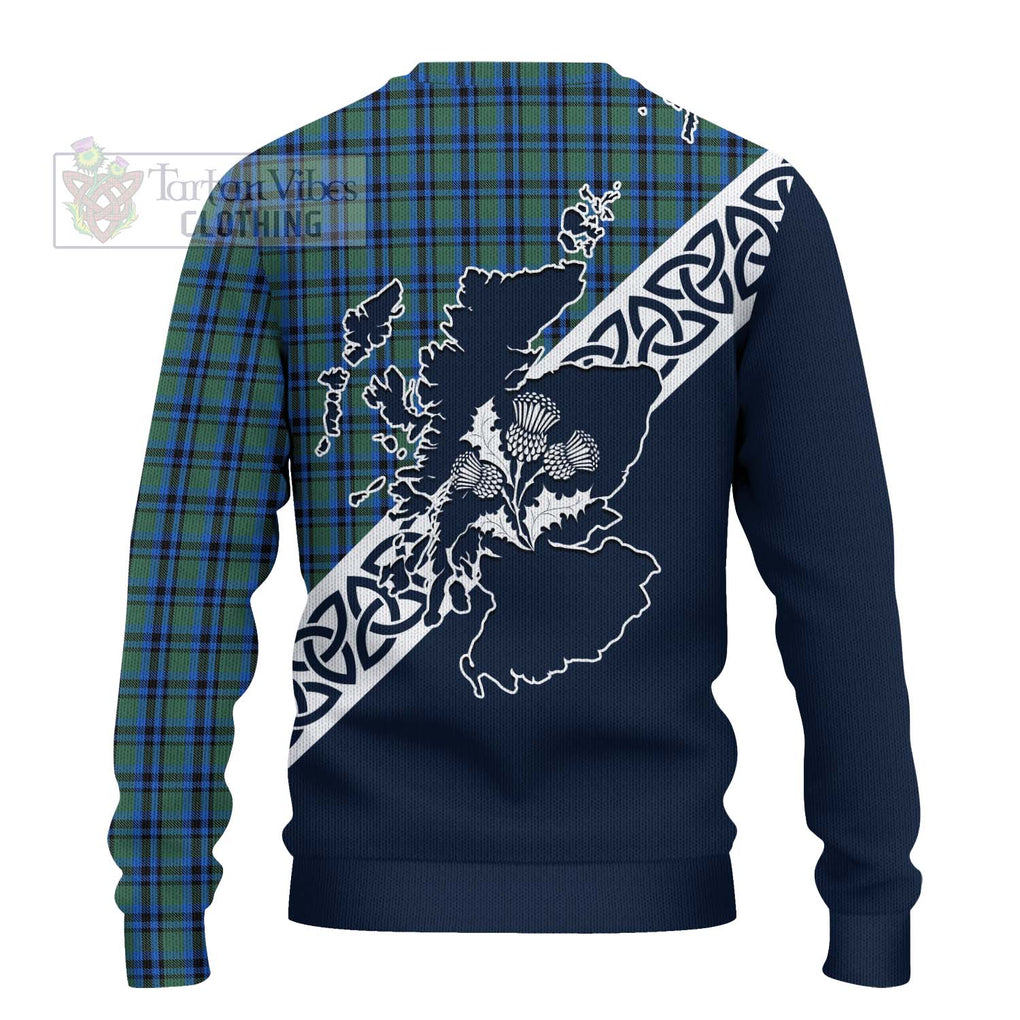 Falconer Tartan Ugly Sweater Featuring Thistle and Scotland Map - Tartan Vibes Clothing