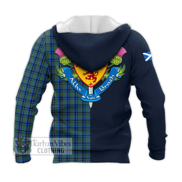 Falconer Tartan Knitted Hoodie Alba with Scottish Lion Royal Arm Half Style - Tartan Vibes Clothing