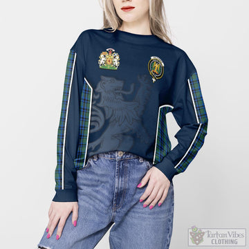 Falconer Tartan Sweater with Family Crest and Lion Rampant Vibes Sport Style