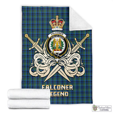 Falconer Tartan Blanket with Clan Crest and the Golden Sword of Courageous Legacy