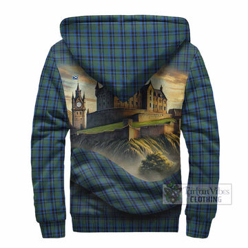 Falconer Tartan Family Crest Sherpa Hoodie with Scottish Ancient Castle Style - Tartan Vibes Clothing
