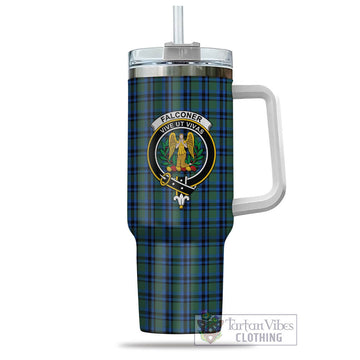 Falconer Tartan Tumbler with Handle with Family Crest - Tartan Vibes Clothing