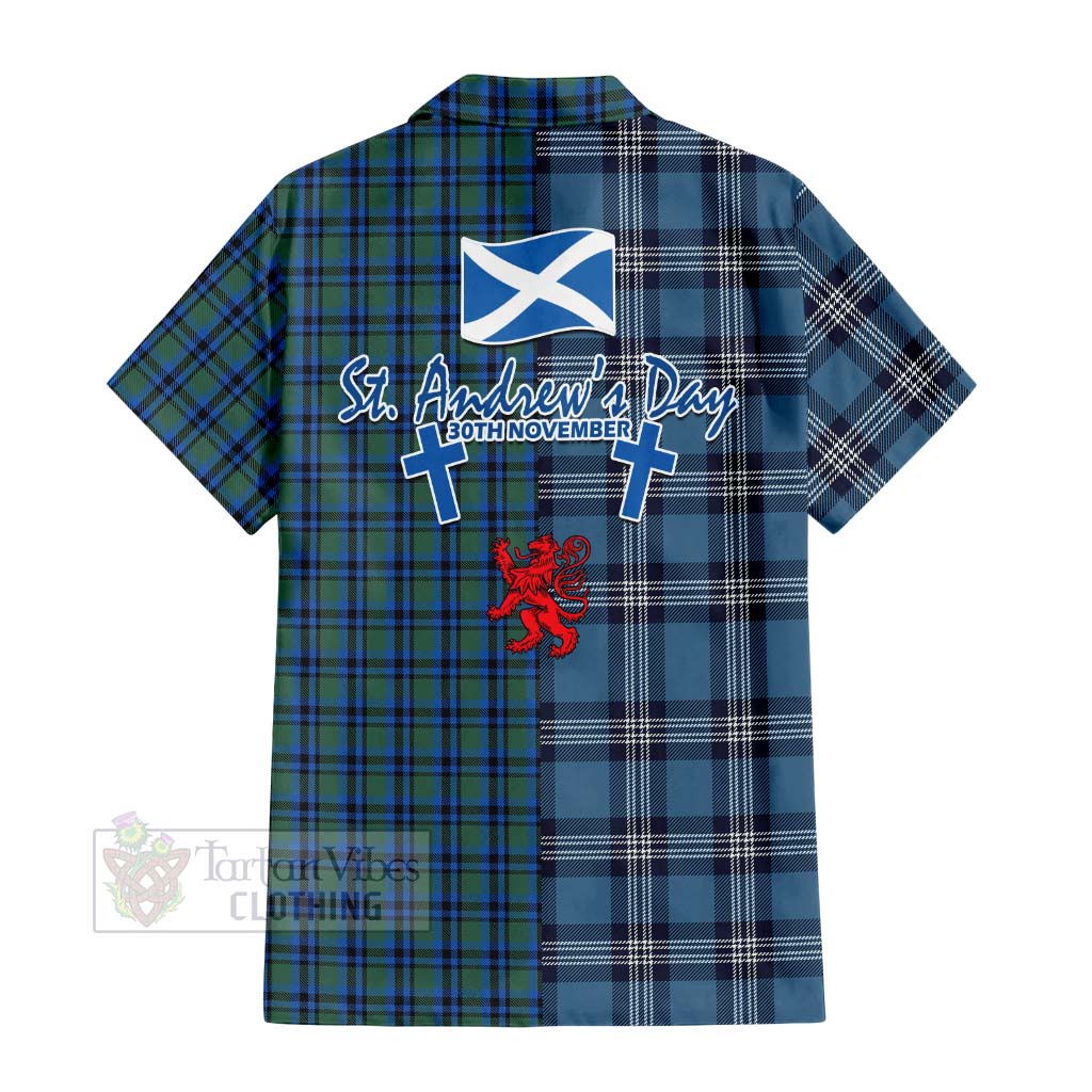 Falconer Tartan Hawaiian Shirt Happy St. Andrew's Day Half Tartan Style - Tartan Vibes Clothing
