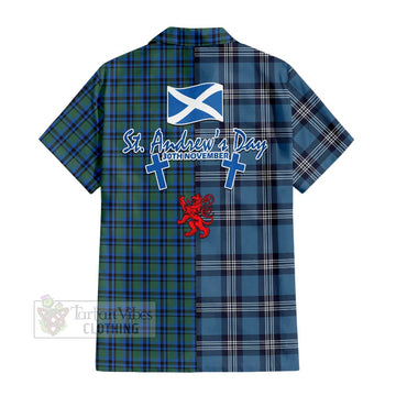 Falconer Tartan Hawaiian Shirt Happy St. Andrew's Day Half Tartan Style - Tartan Vibes Clothing