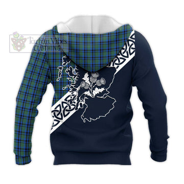 Falconer Tartan Knitted Hoodie Featuring Thistle and Scotland Map - Tartan Vibes Clothing