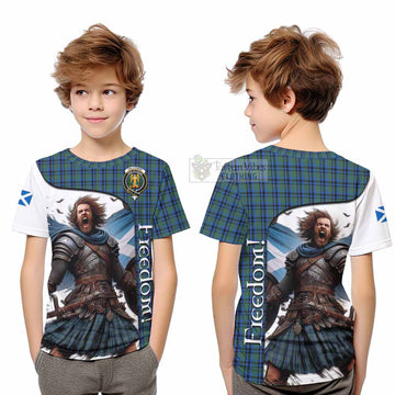 Falconer Crest Tartan Kid T-Shirt Inspired by the Freedom of Scottish Warrior - Tartan Vibes Clothing