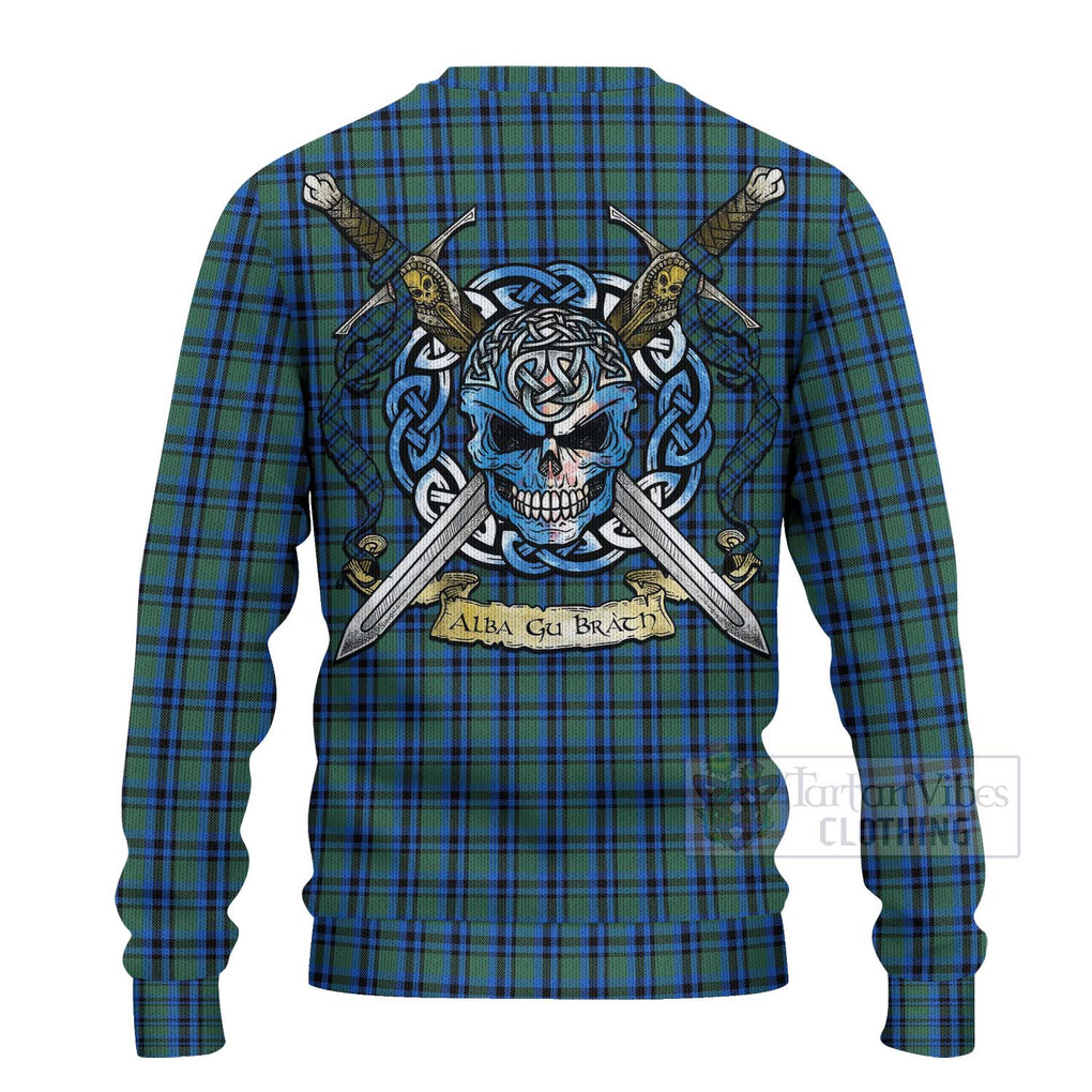 Falconer Tartan Ugly Sweater with Family Crest Celtic Skull Style - Tartan Vibes Clothing